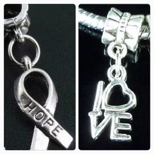Love Hope Ribbon Cancer Awareness Charm
